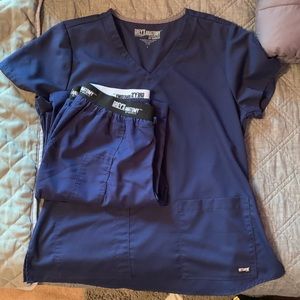 Greys Anatomy navy blue scrub set